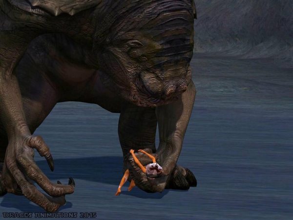Star Wars Rancor monster animation with iconic creature design and arena battle scene